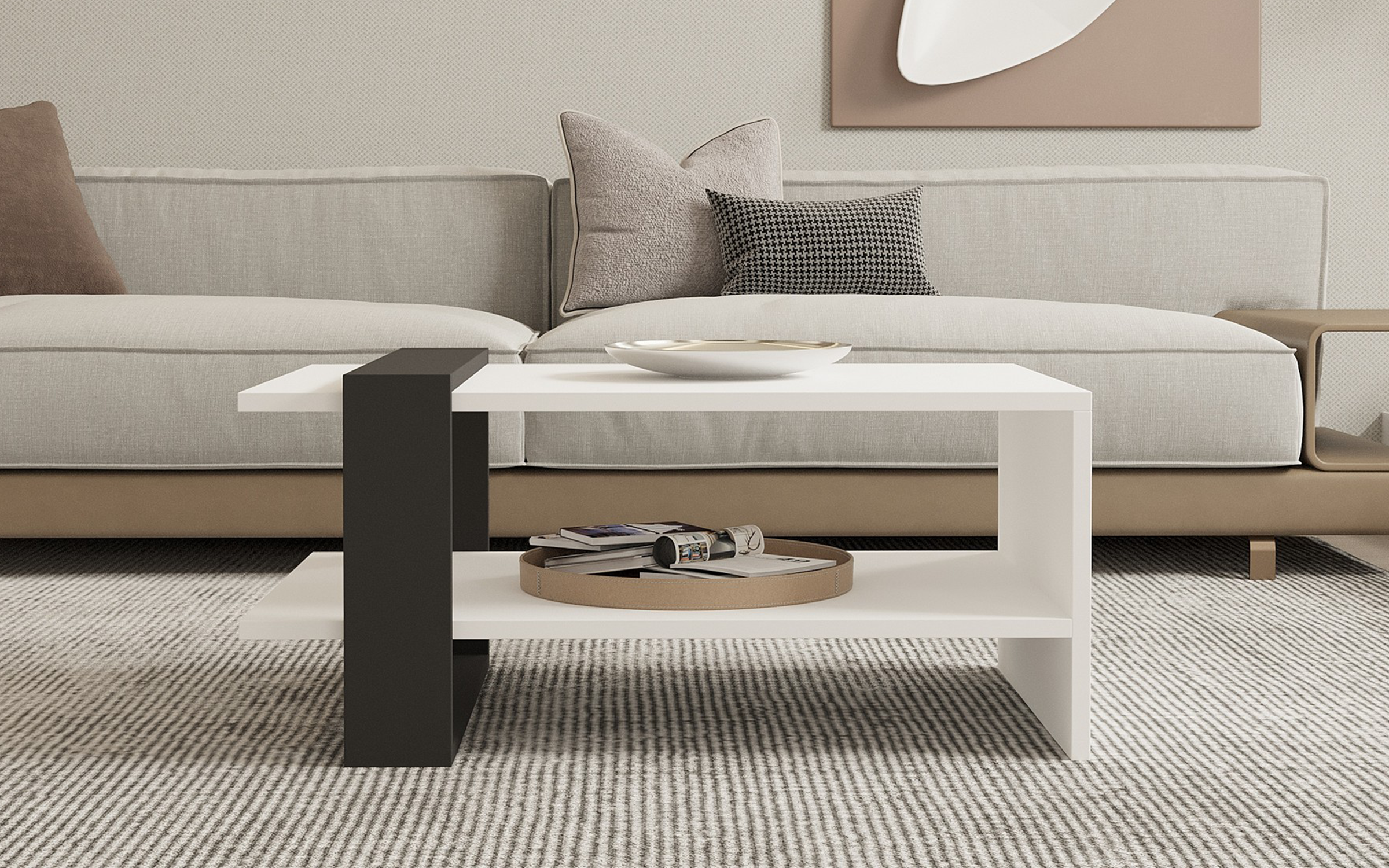 Masuta de cafea Adela, alb + antracit  2